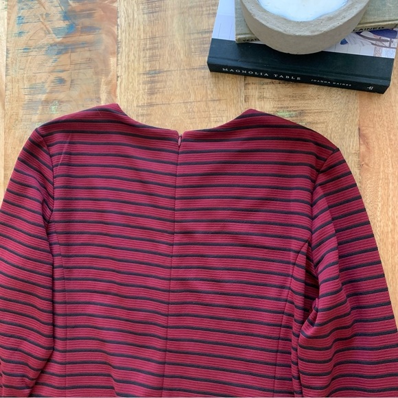 Anthropologie Hutch Maroon and Black Striped Fit and Flare Long Sleeve Dress 2XL - Picture 8 of 14